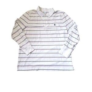 Brooks Brothers Long Sleeve Polo Mens XXL Preppy Golf Performance White Striped